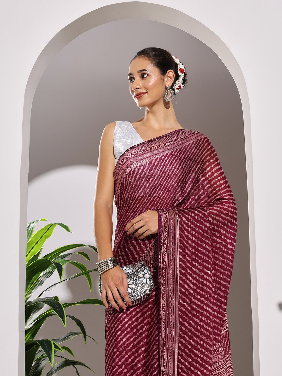 Floral Printed Georgette Saree