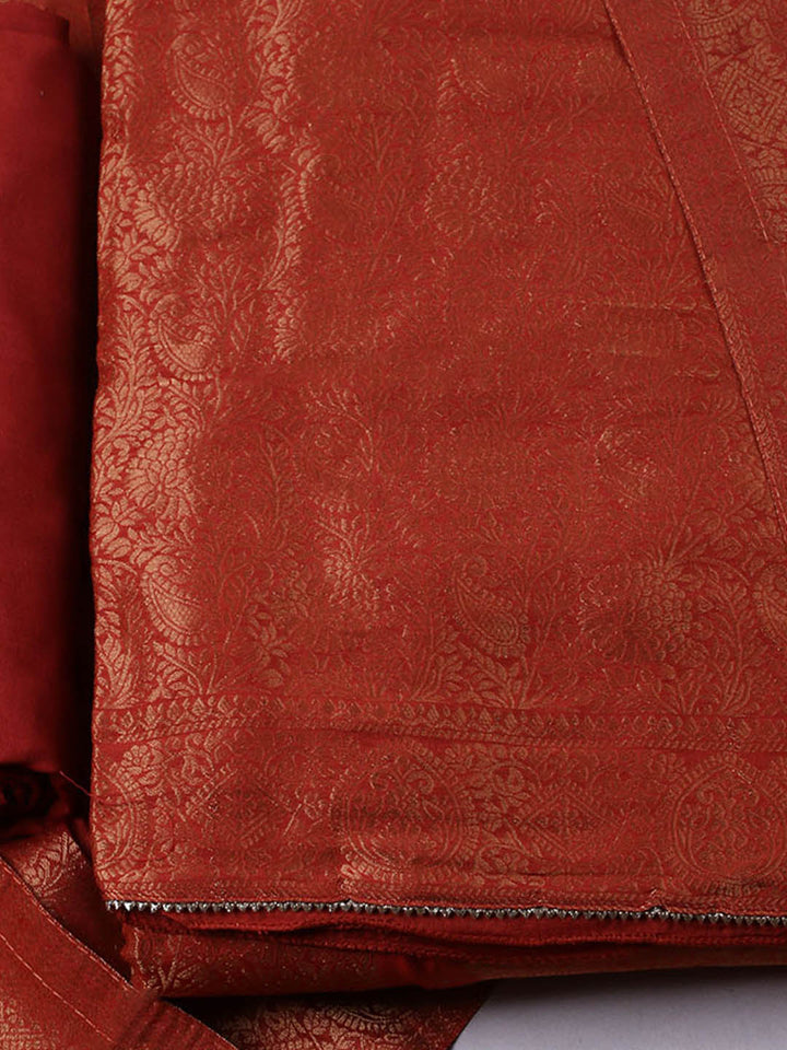 Woven Design Chanderi Unstitched Suit With Pant &amp; Dupatta