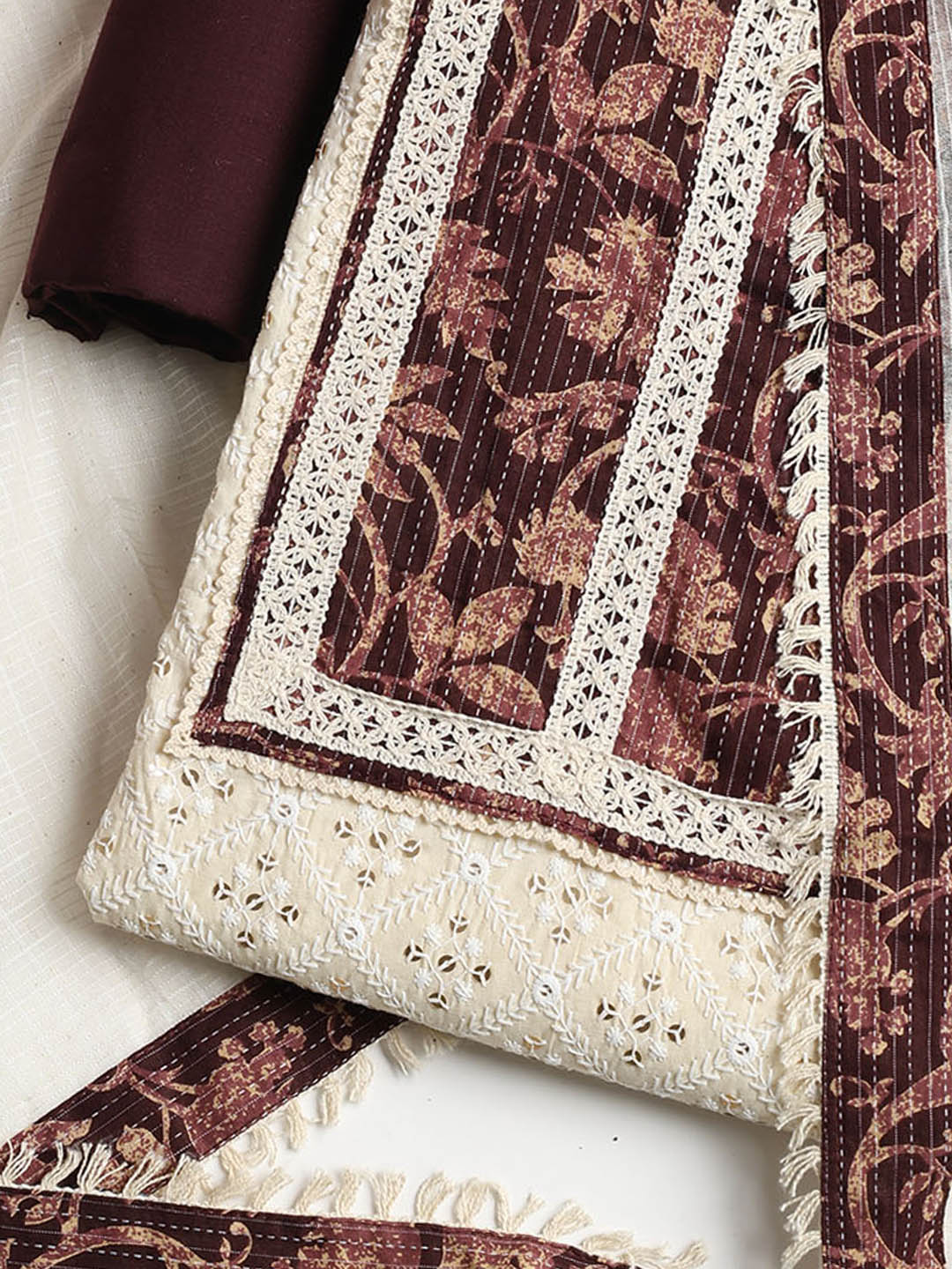 Embroidered Cotton Blend Unstitched Suit With Dupatta