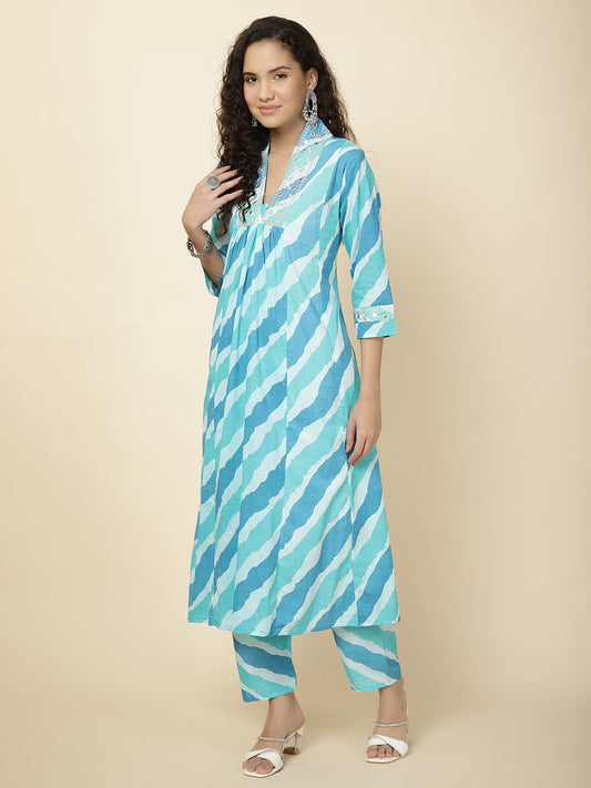 Printed Cotton Kurta With Pants