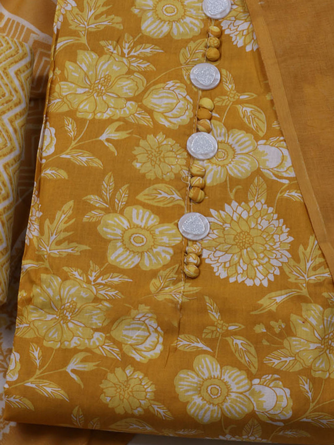 Printed Cotton Blend Unstitched Suit With Dupatta