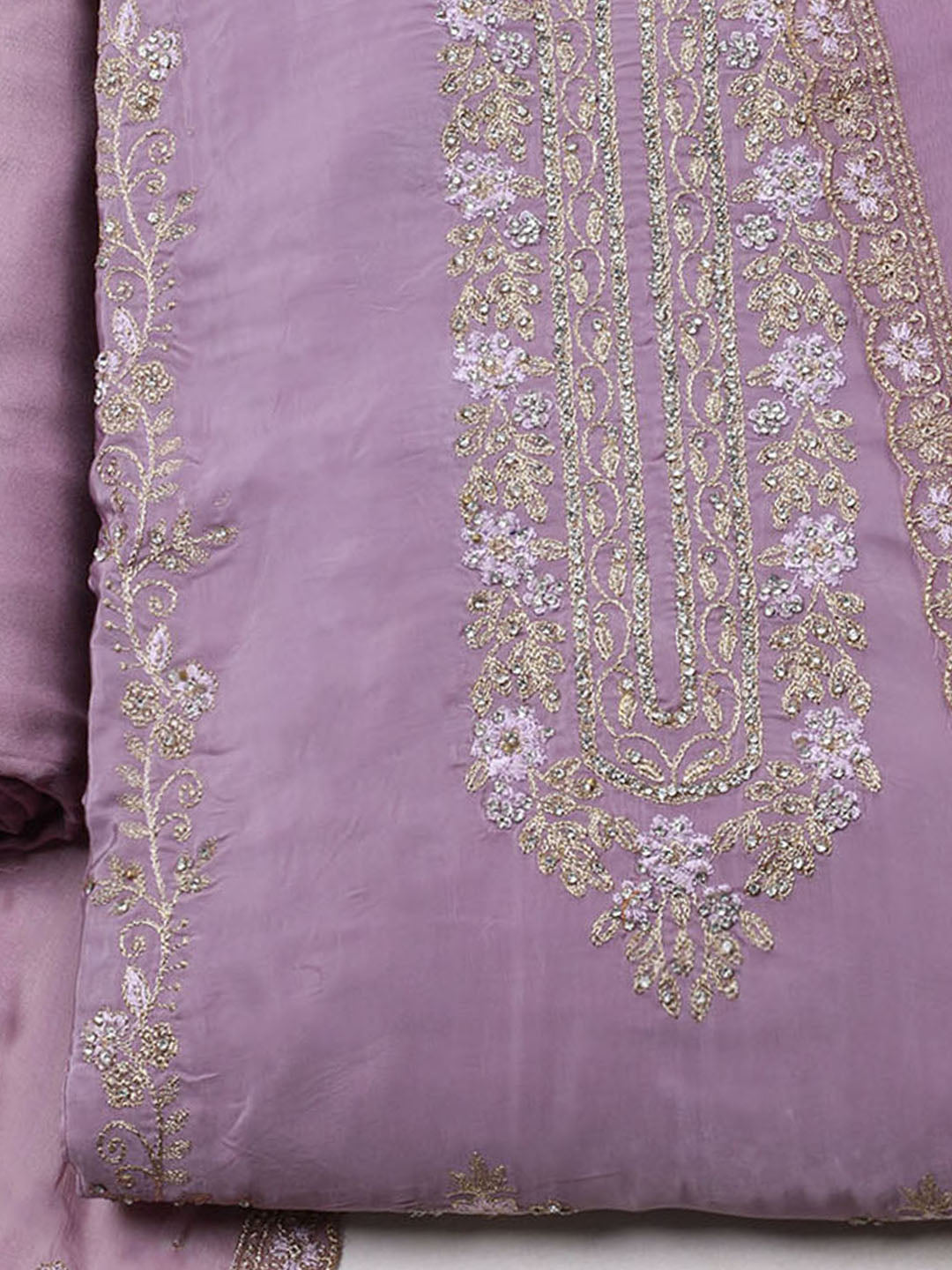 Embroidered Organza Unstitched Suit With Dupatta