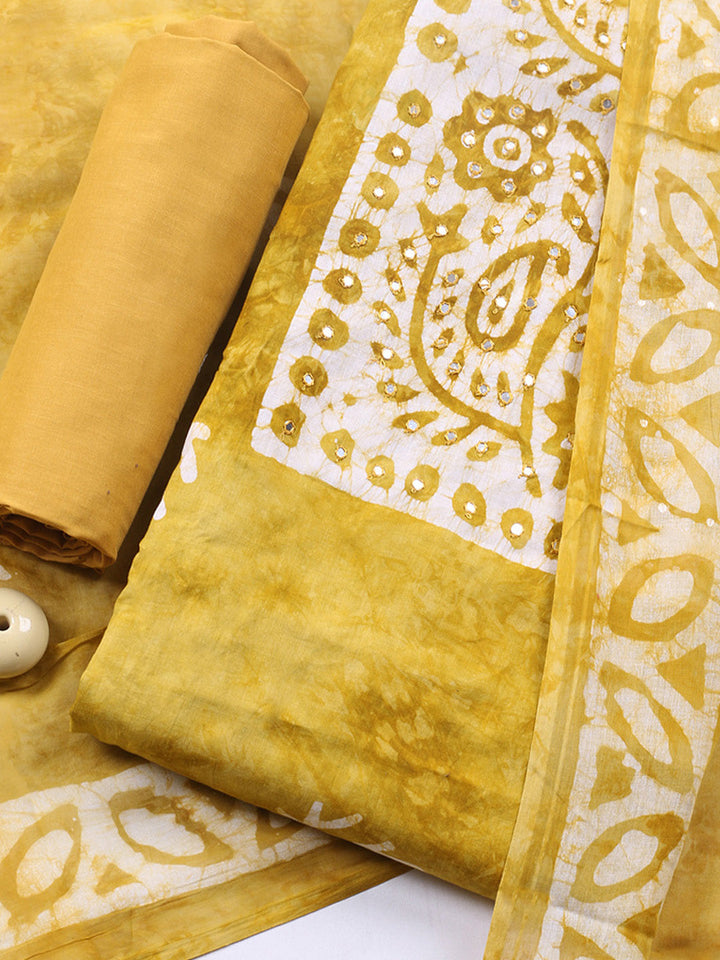 Embroidered Cotton Blend Unstitched Suit With Pant &amp; Dupatta