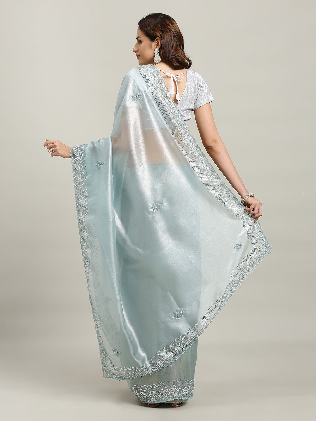 Sequence Embroidery Tissue Saree