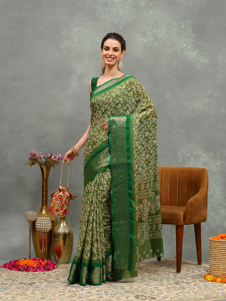Floral Printed Art Silk Saree