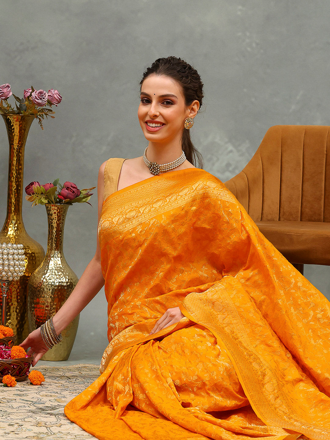 Zaari Jaal Crepe Saree