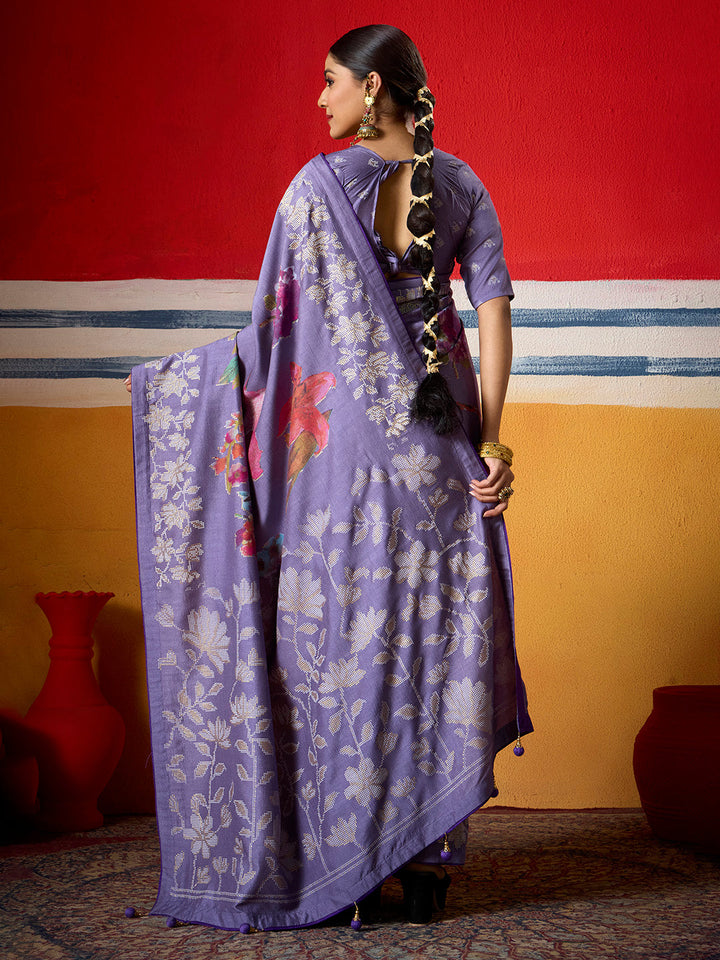 Digital Floral Printed Art Silk Saree