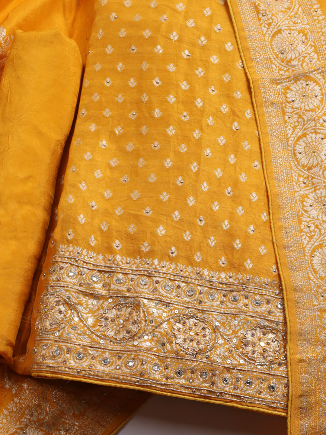 Banarasi Art Silk Unstitched Suit With Dupatta
