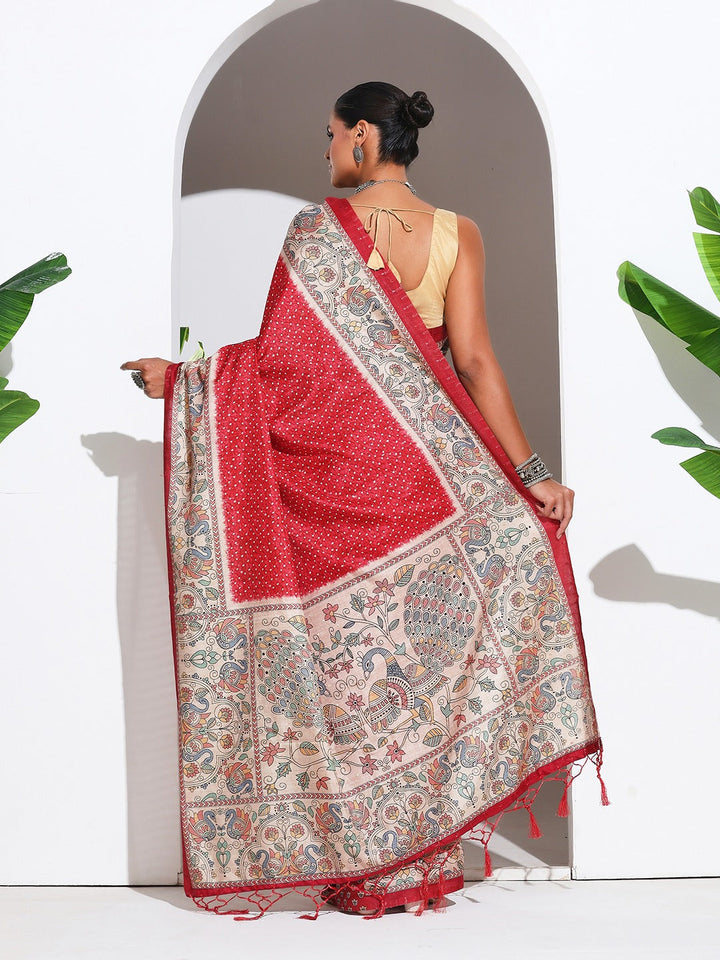 Printed Tussar Silk Saree