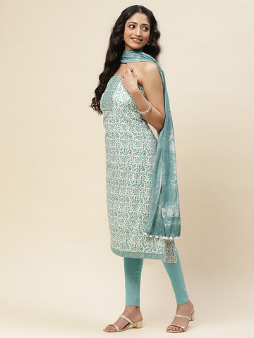 Neck Patti Cotton Blend Unstitched Suit With Dupatta