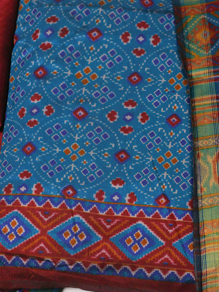 Woven Design Art Silk Unstitched Suit With Pant Dupatta