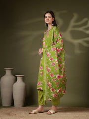 Printed Cotton Blend Kurta With Pant & Dupatta