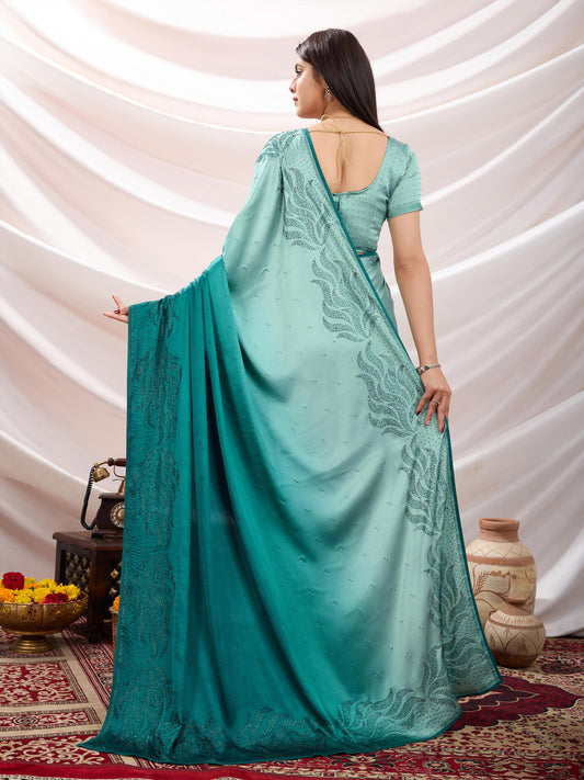 Stone Work Satin Woven Saree