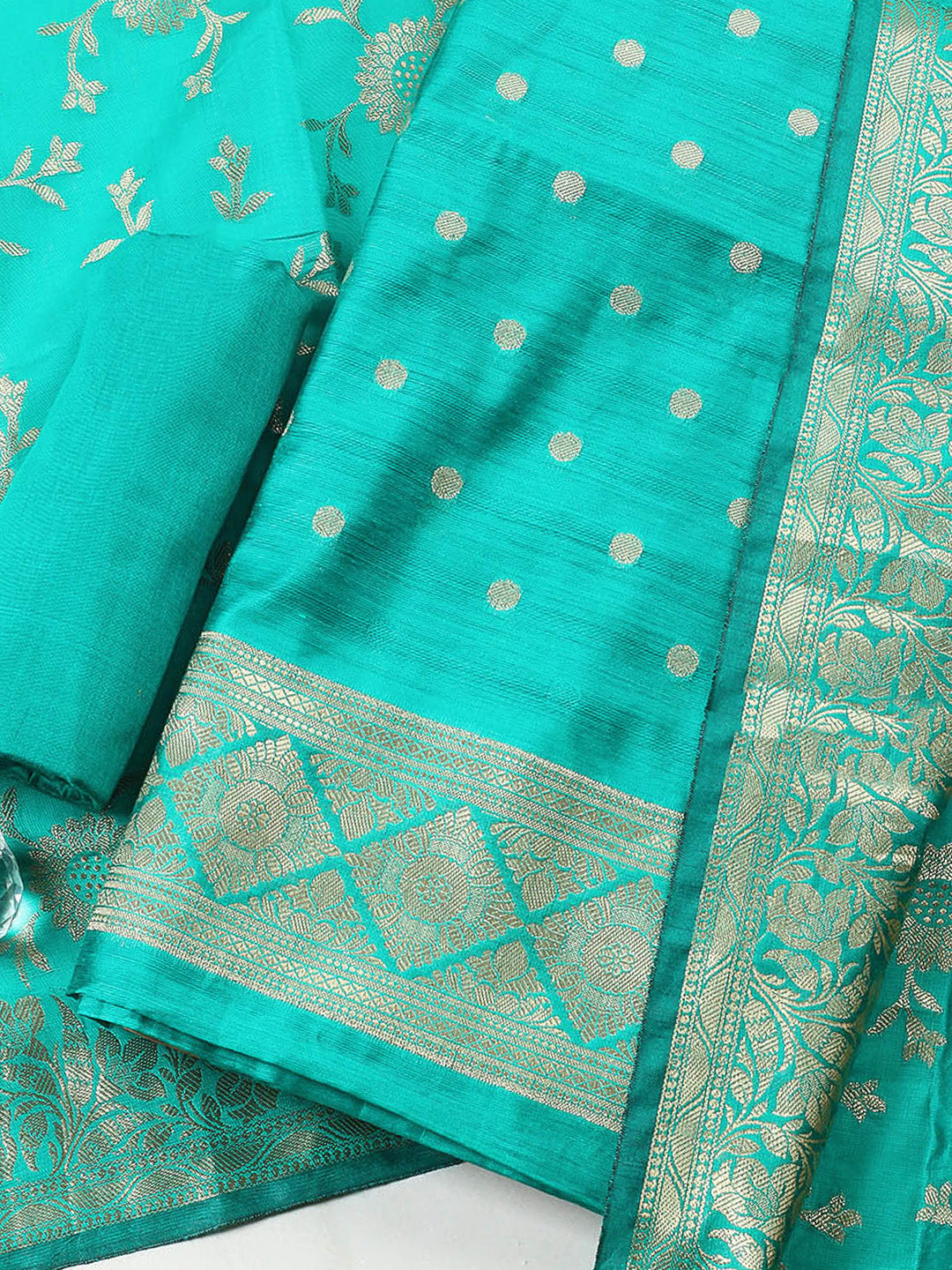 Woven Design Chanderi Unstitched Suit With Pant &amp; Dupatta