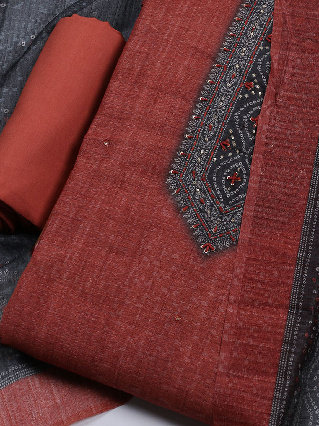 Printed Chanderi Unstitched Suit With Dupatta