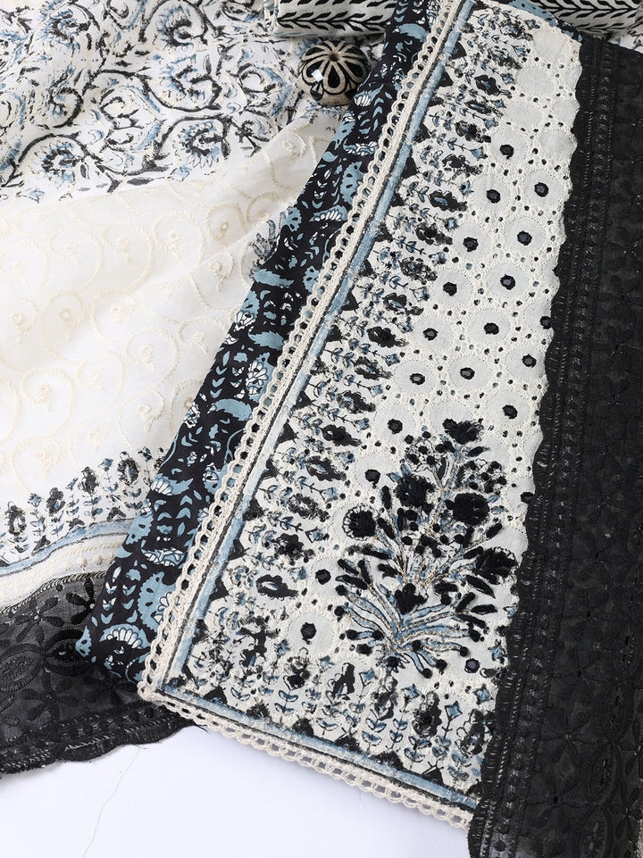 Neck Patti Cotton BlendUnstitched Suit Dupatta