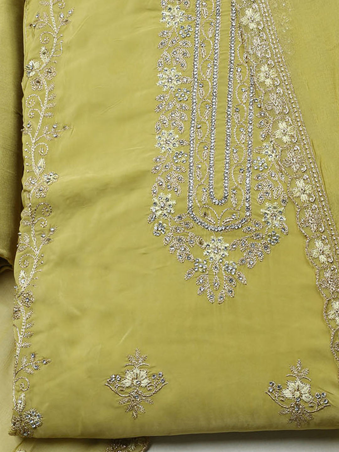 Embroidered Organza Unstitched Suit With Dupatta