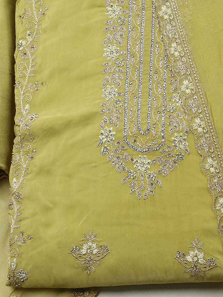 Embroidered Organza Unstitched Suit With Dupatta