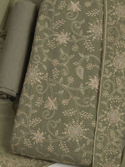 Embroidered Chanderi Unstitched Suits Casual Suit With Pant & Dupatta