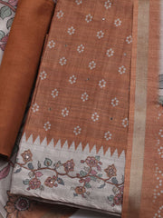 Embroidered Tussar Unstitched Suit With Dupatta