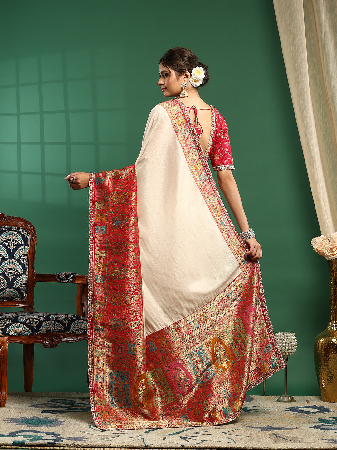 Embroidered Dola Silk Saree