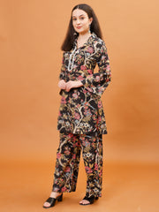 Digital Printed Cotton Blend Kurta With Pants