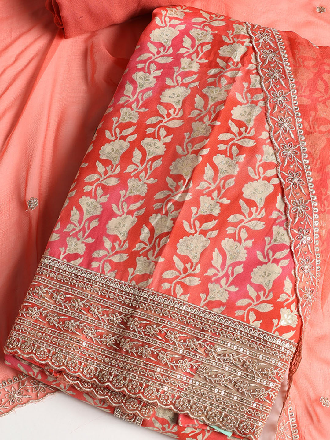 Embroidered Muslin Unstitched Suit With Dupatta