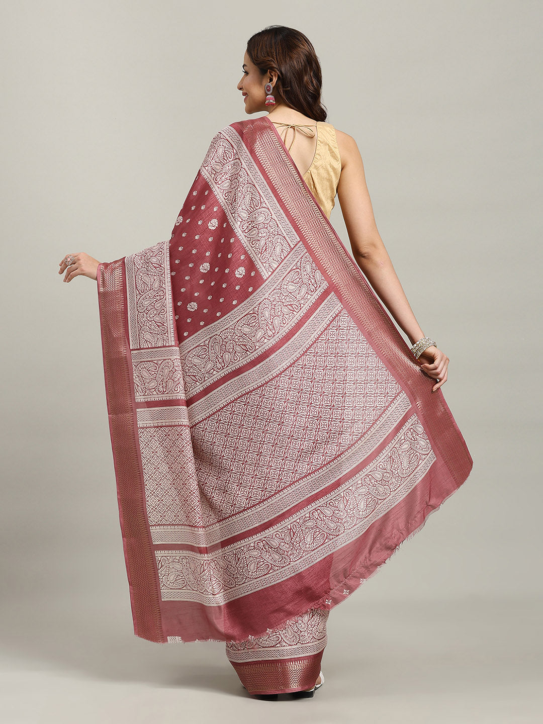 Printed Booti Dola Cotton Woven Saree