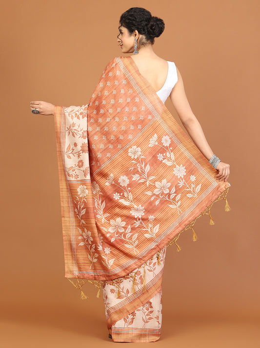 Digital Printed Tussar Woven Saree