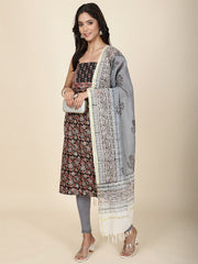 Schiffli Printed Cotton Unstitched Suit Piece With Dupatta