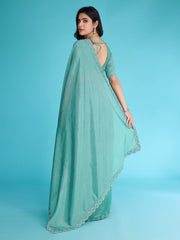 Embroidered Chinon Saree