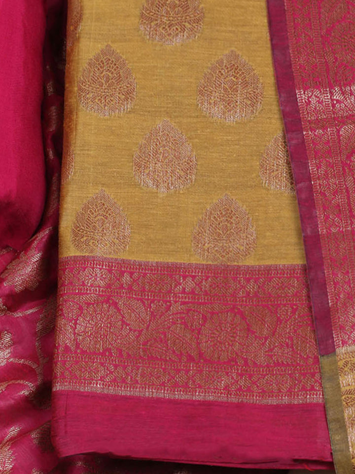 Neck Embroidered Cotton Blend Unstitched Suit With Dupatta