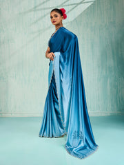 Embroidered Satin Saree