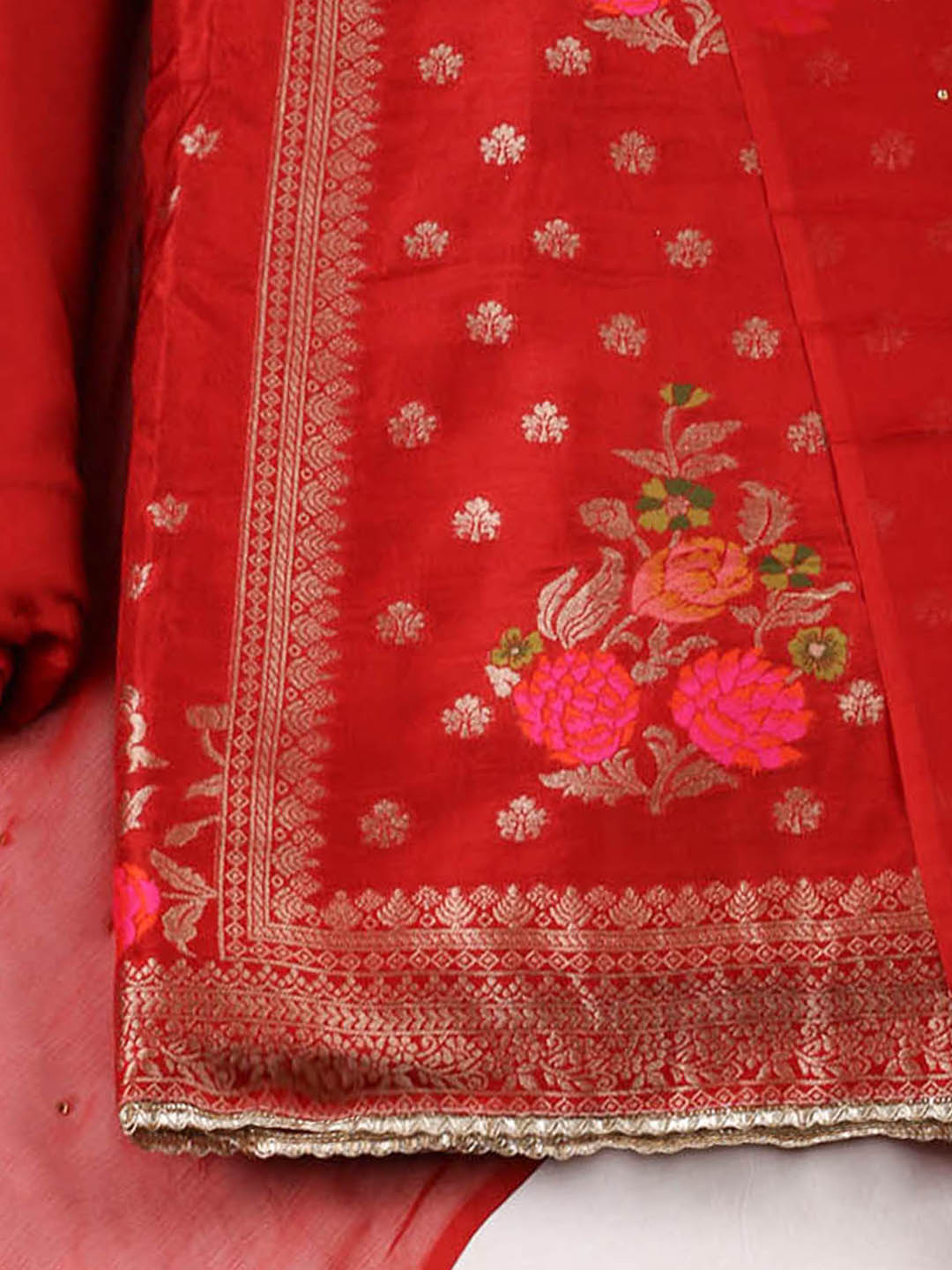Woven Chanderi Unstitched Suit Piece With Dupatta