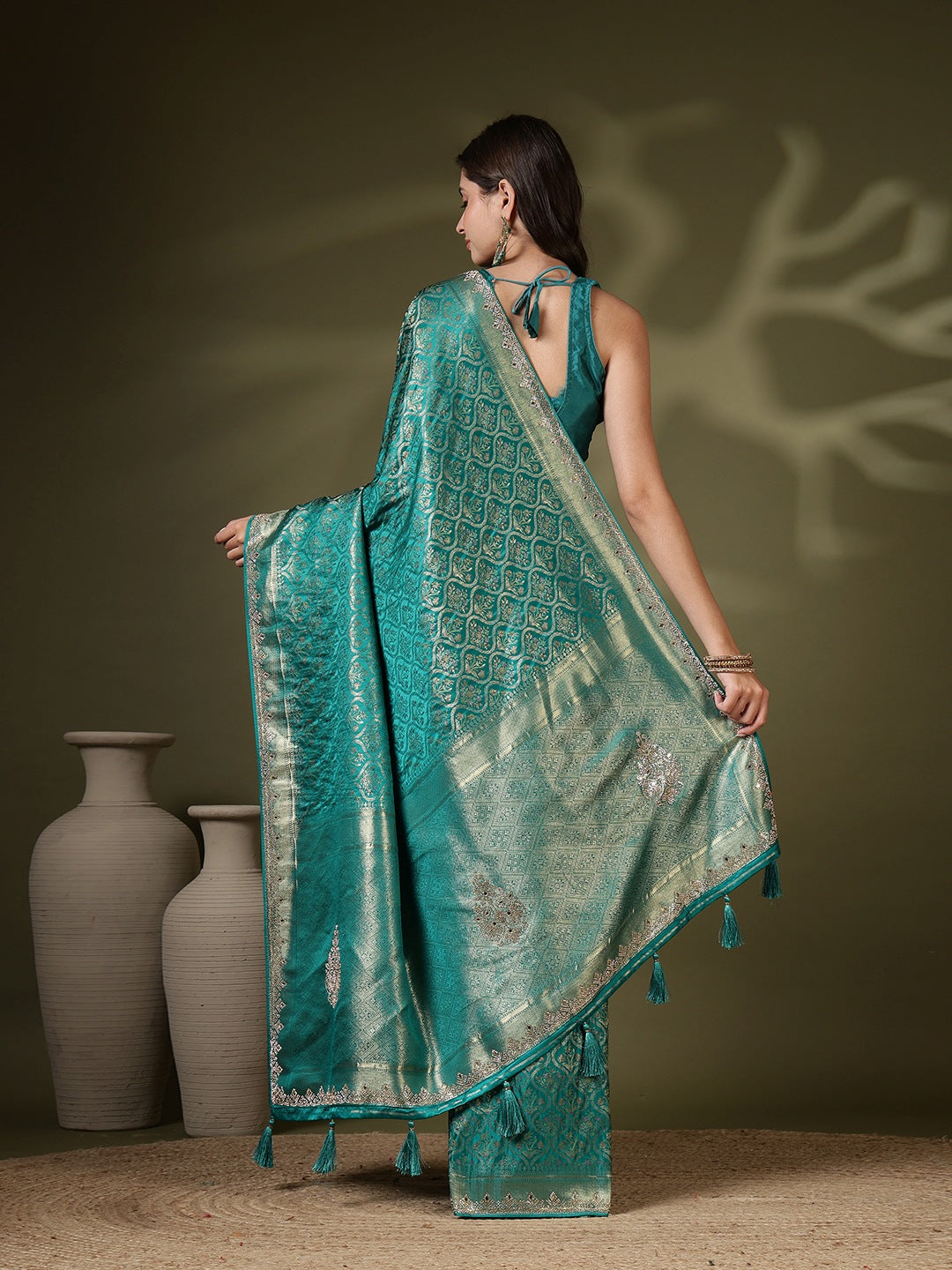 Woven Design Satin Saree