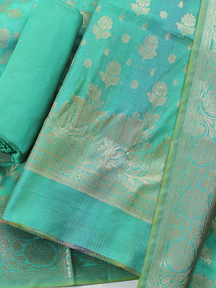 Woven Design Chanderi Unstitched Suit With Pant &amp; Dupatta