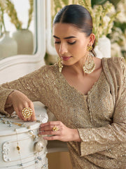 Embroidered Georgette Suit With Pant & Dupatta