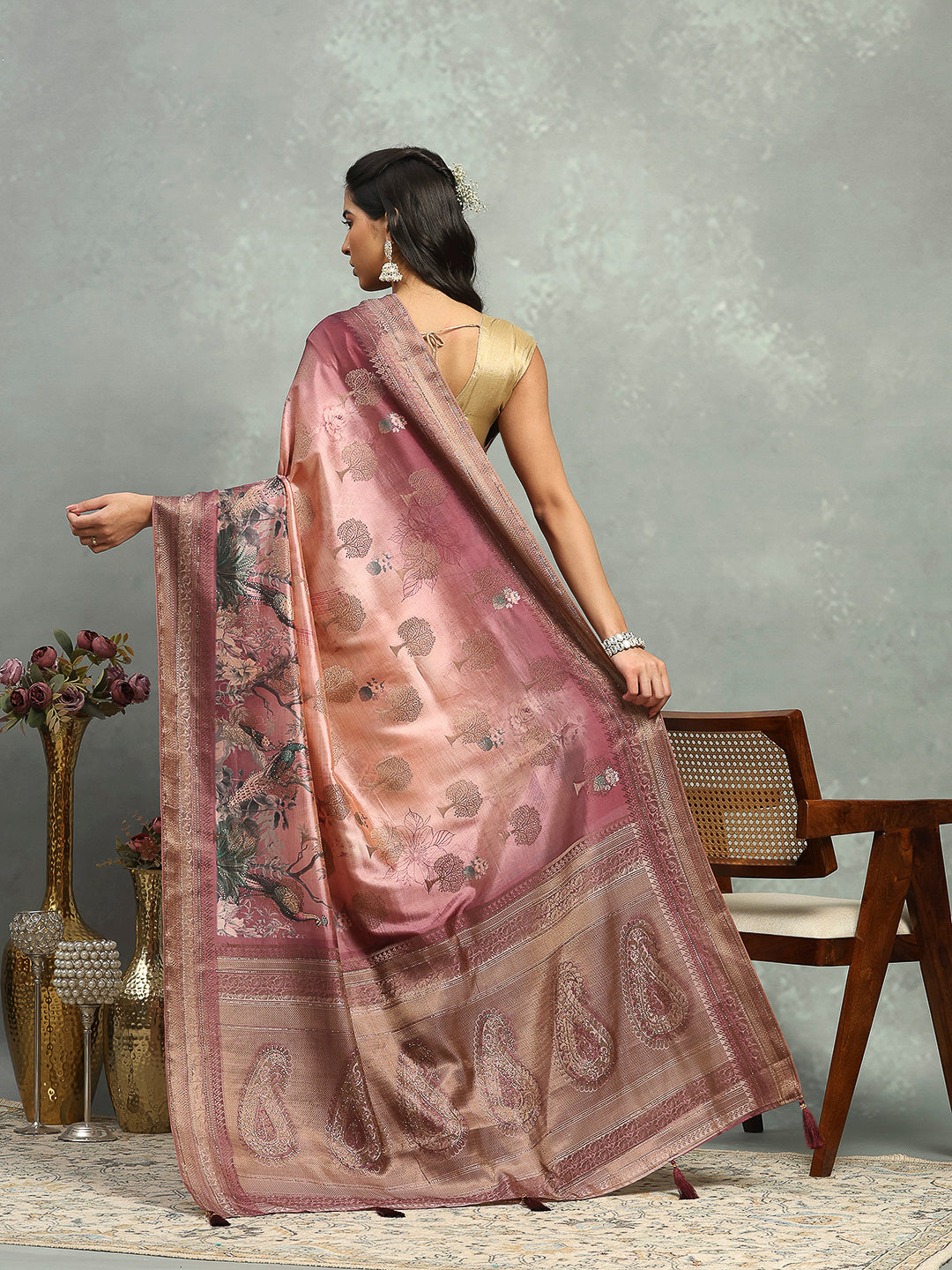 Printed &amp; Woven Design Art Silk Saree
