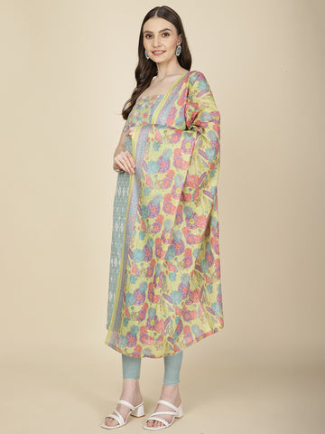 Schiffli Printed Cotton Unstitched Suit Piece With Dupatta