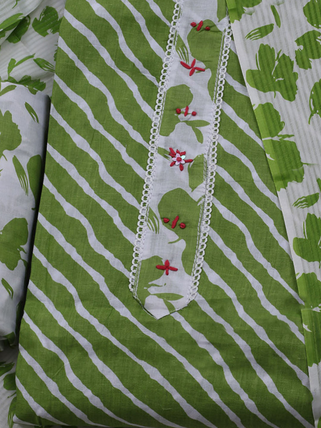 Printed Cotton Blend Unstitched Suit With Dupatta