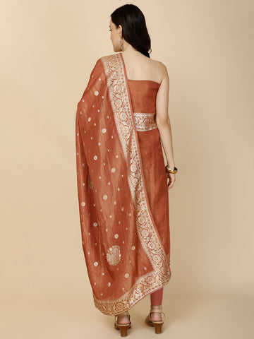 Woven Tissue Unstitched Suit Piece With Dupatta