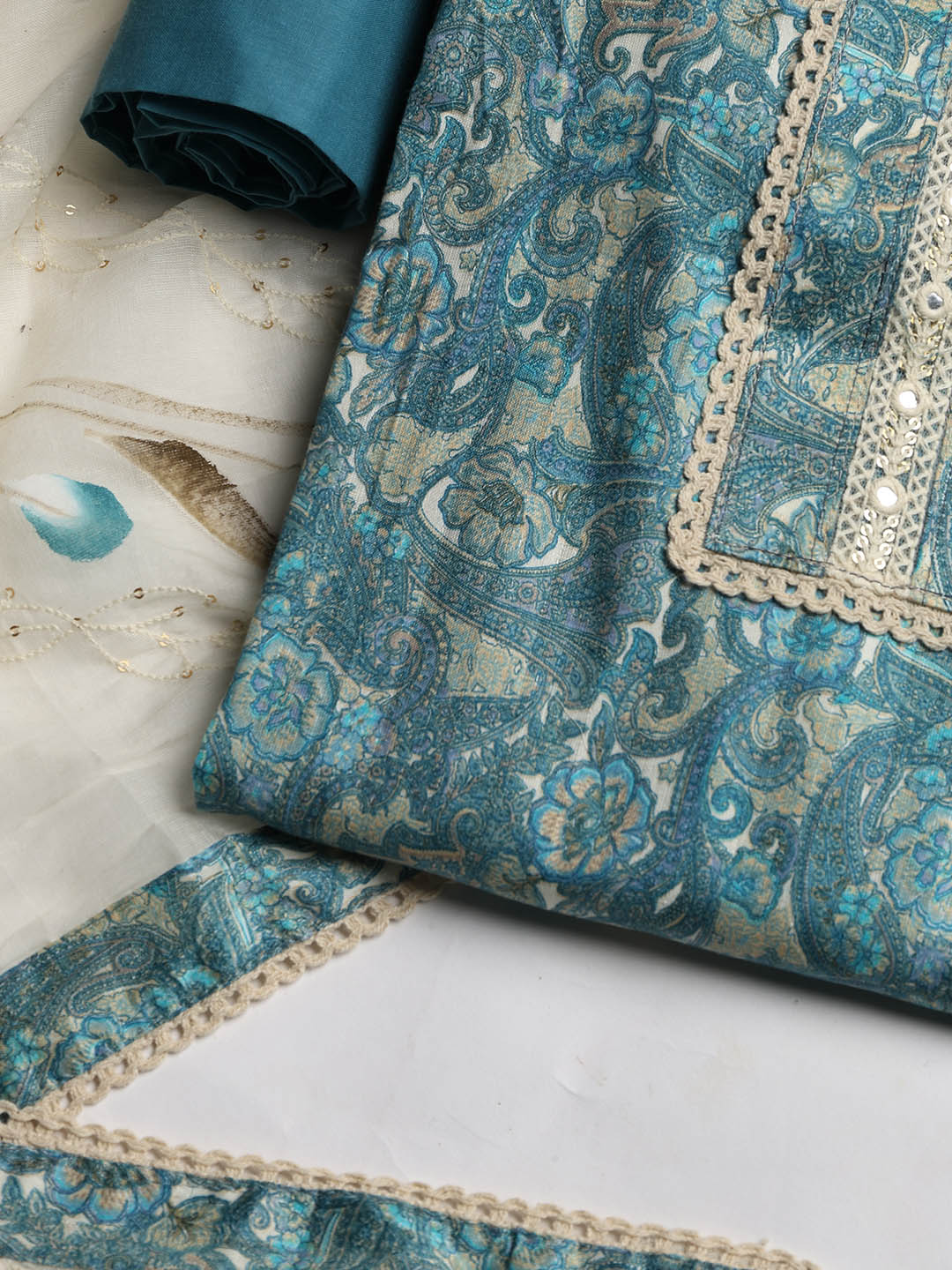 Embroidered Cotton Blend Unstitched Suit With Dupatta
