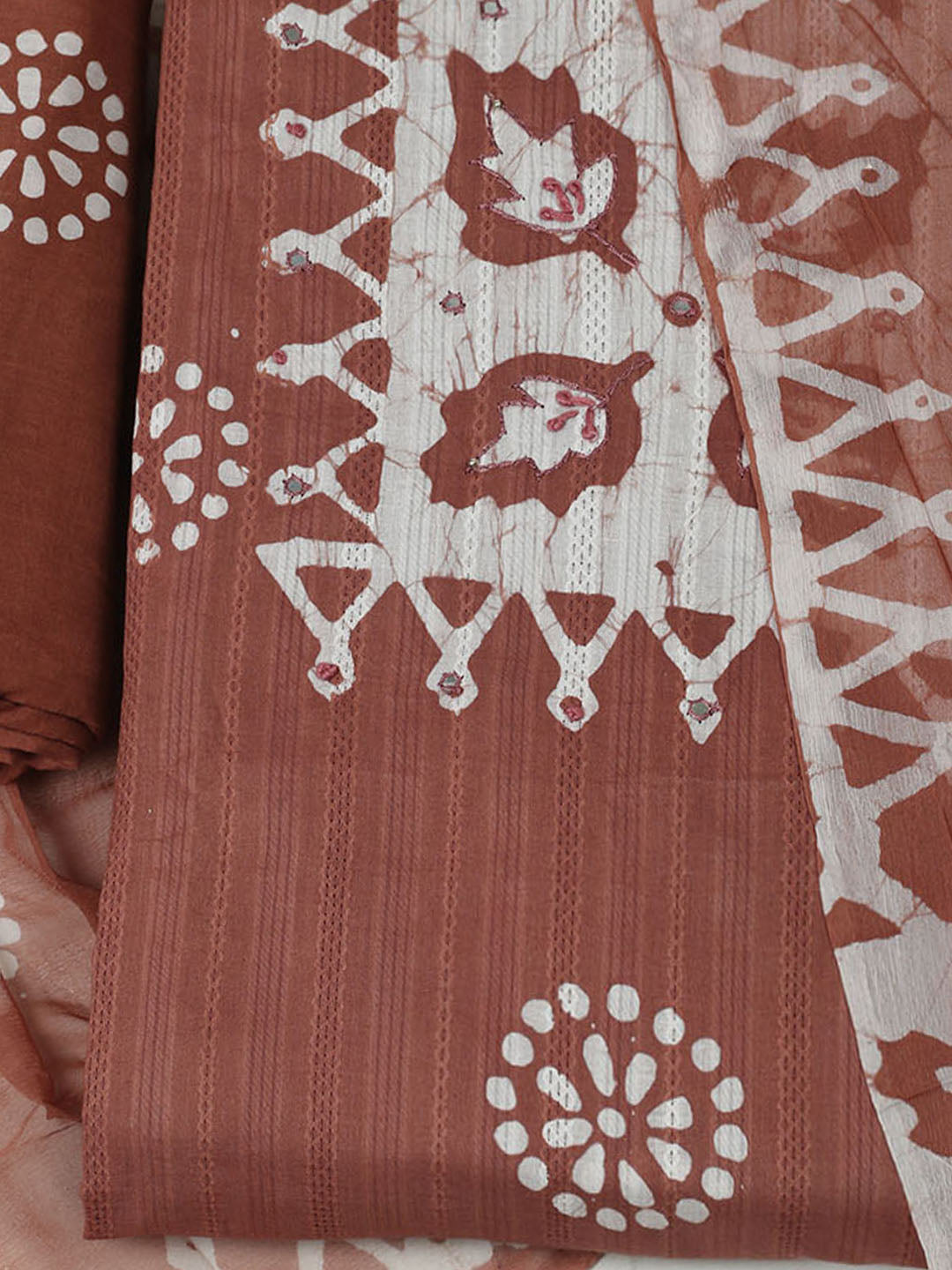 Printed Cotton Unstitched Suit With Pant &amp; Dupatta