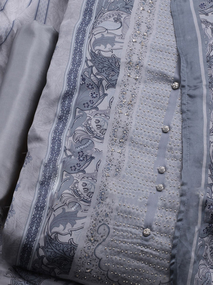 Printed Crepe Unstitched Suit With Dupatta
