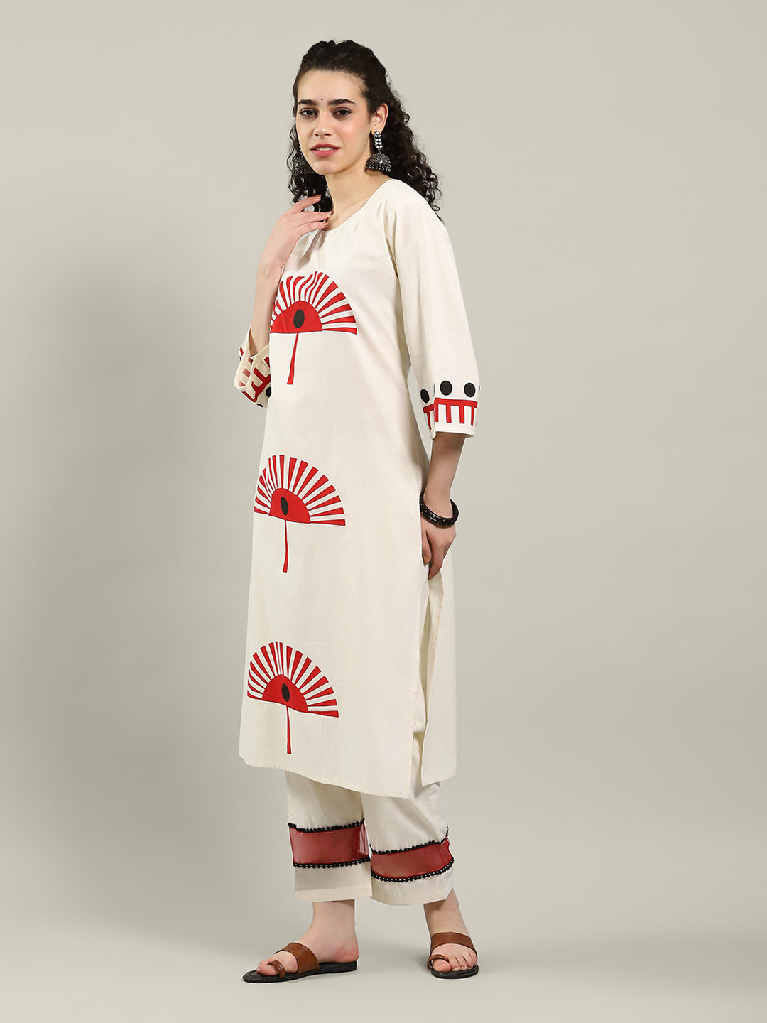 Printed Cotton Blend Kurta With Pants