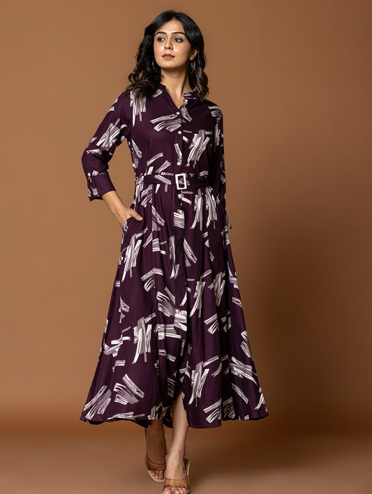 Printed Cotton Blend Dress