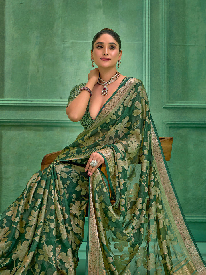 Floral Printed Georgette Saree