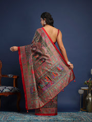 Digital Printed Art Silk Unstitched Suit With Pant & Dupatta