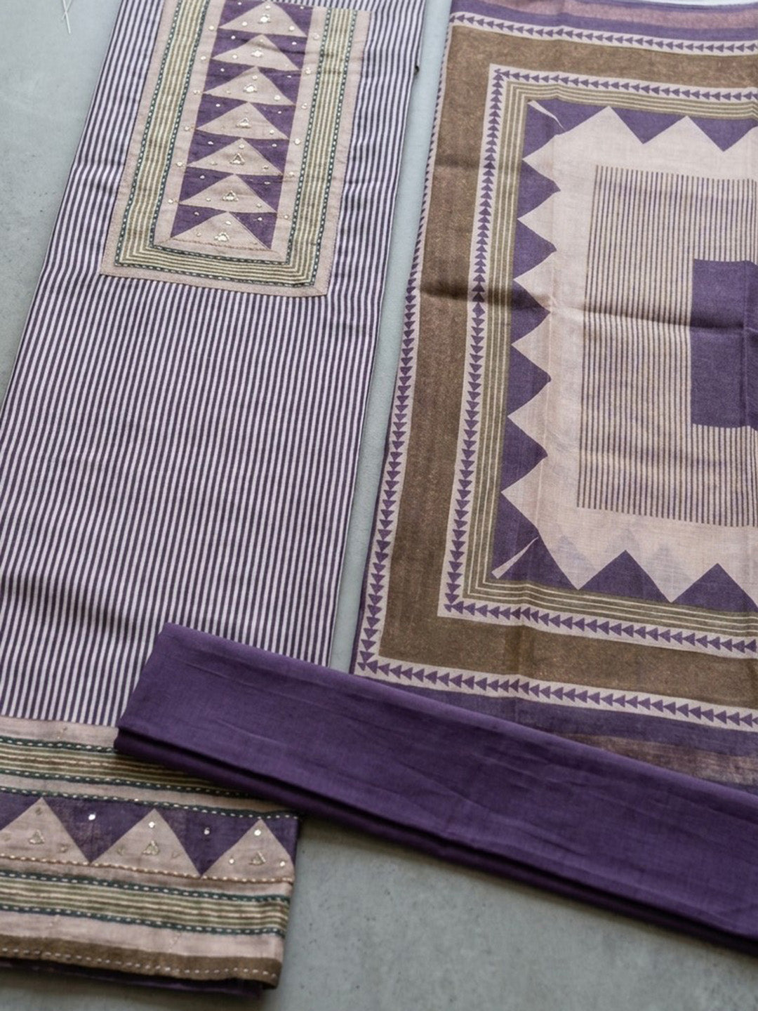 Printed Linen Blend Unstitched Suit With Pant &amp; Dupatta