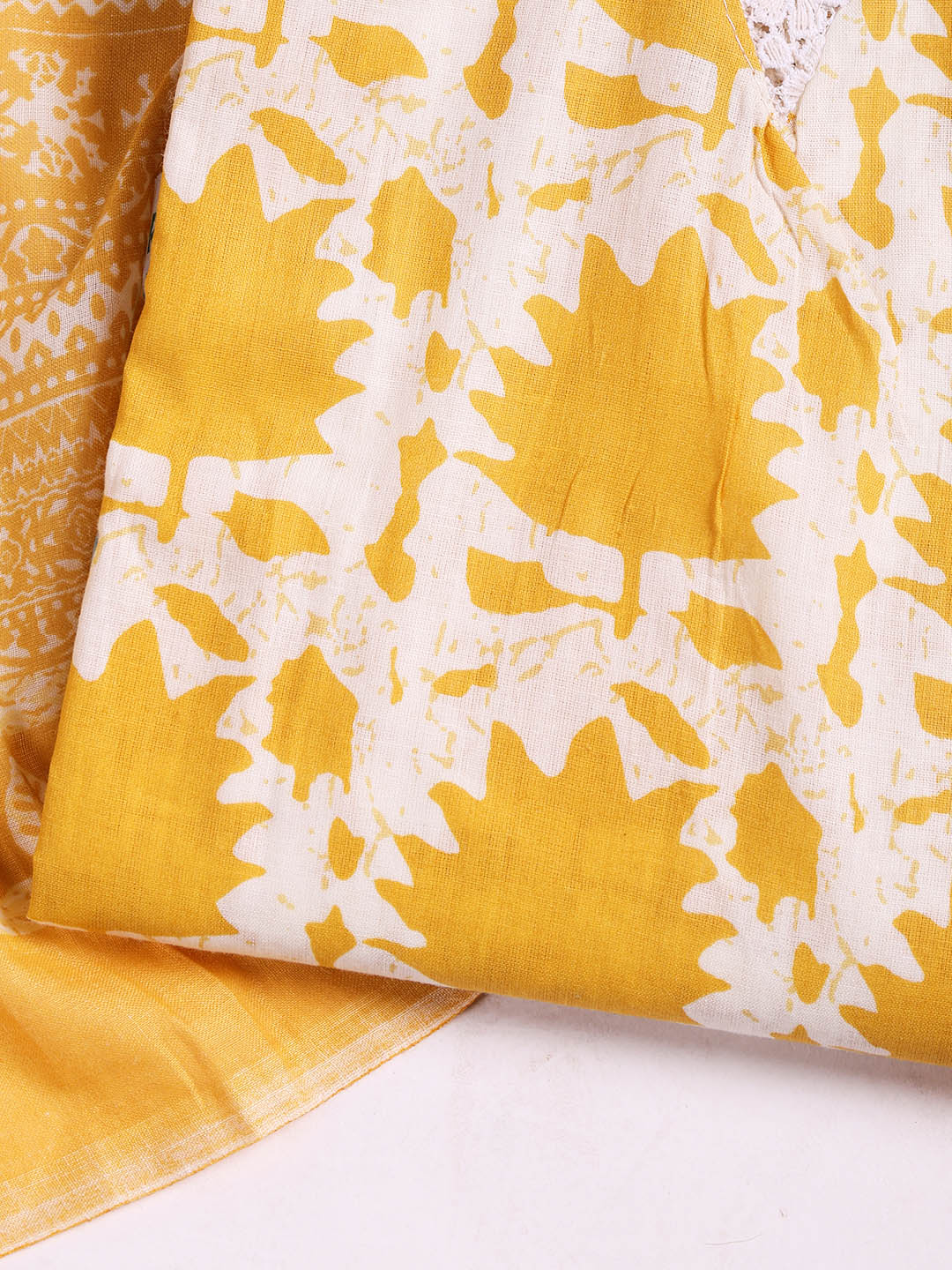 Printed Cotton Blend Unstitched Suit With Dupatta
